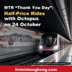 Illustrative MTR train graphic: MTR Thank You Day half-price rides with Octopus on 24 October