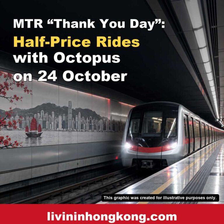 Illustrative MTR train graphic: MTR Thank You Day half-price rides with Octopus on 24 October