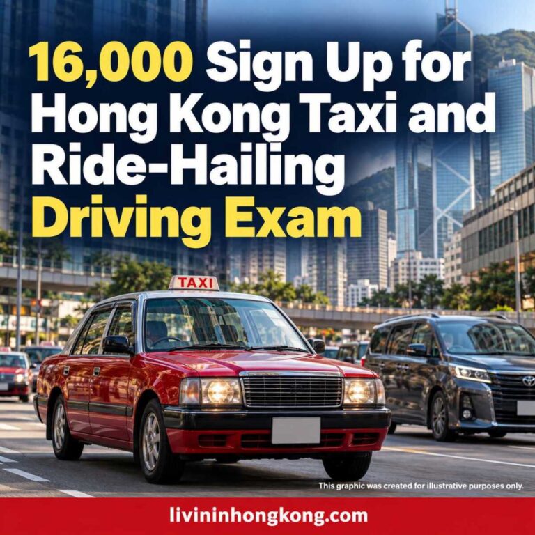 Illustrative graphic: 16,000 Sign Up for Hong Kong Taxi and Ride-Hailing Driving Exam