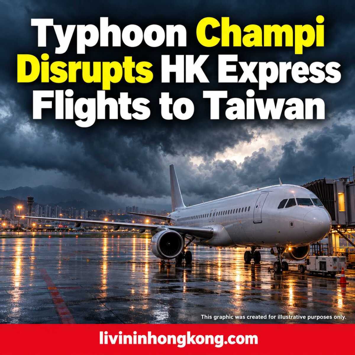 Illustrative graphic: Typhoon Champi Disrupts HK Express Flights to Taiwan