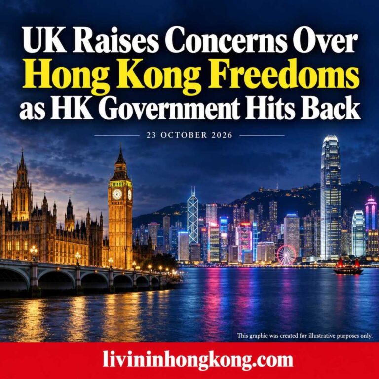 UK Raises Concerns Over Hong Kong Freedoms as HK Government Hits Back — AI illustration