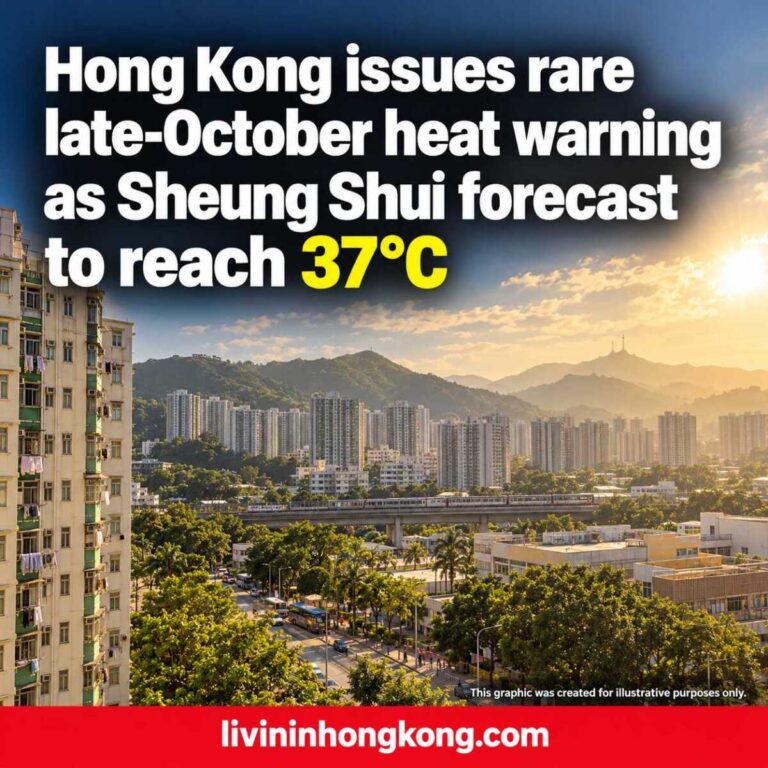 Illustrative Hong Kong heat graphic: Hong Kong issues rare late-October heat warning as Sheung Shui forecast to reach 37°C
