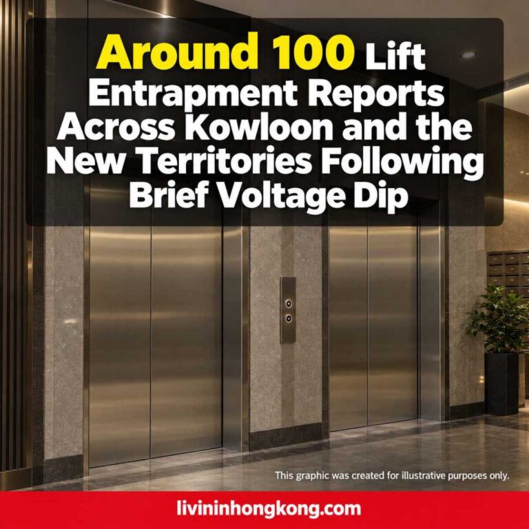 Illustrative lift lobby graphic: Around 100 Lift Entrapment Reports Across Kowloon and the New Territories Following Brief Voltage Dip